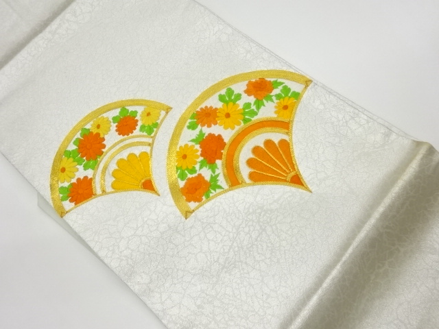 JAPANESE KIMONO / VINTAGE NAGOYA OBI / EMBROIDERY / PEONY & KIKU
